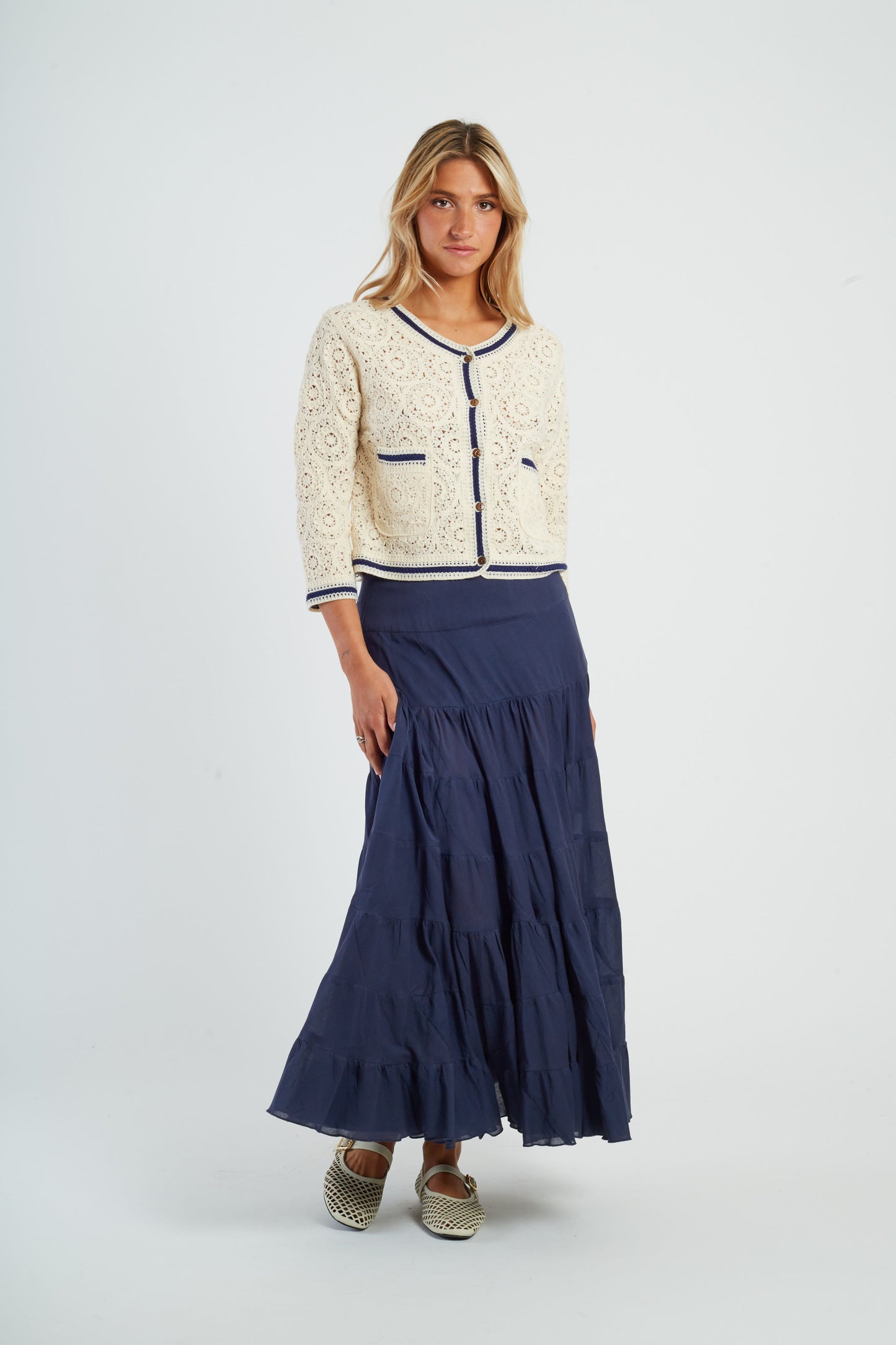 Derhy Cream Lace Cardigan Paola
