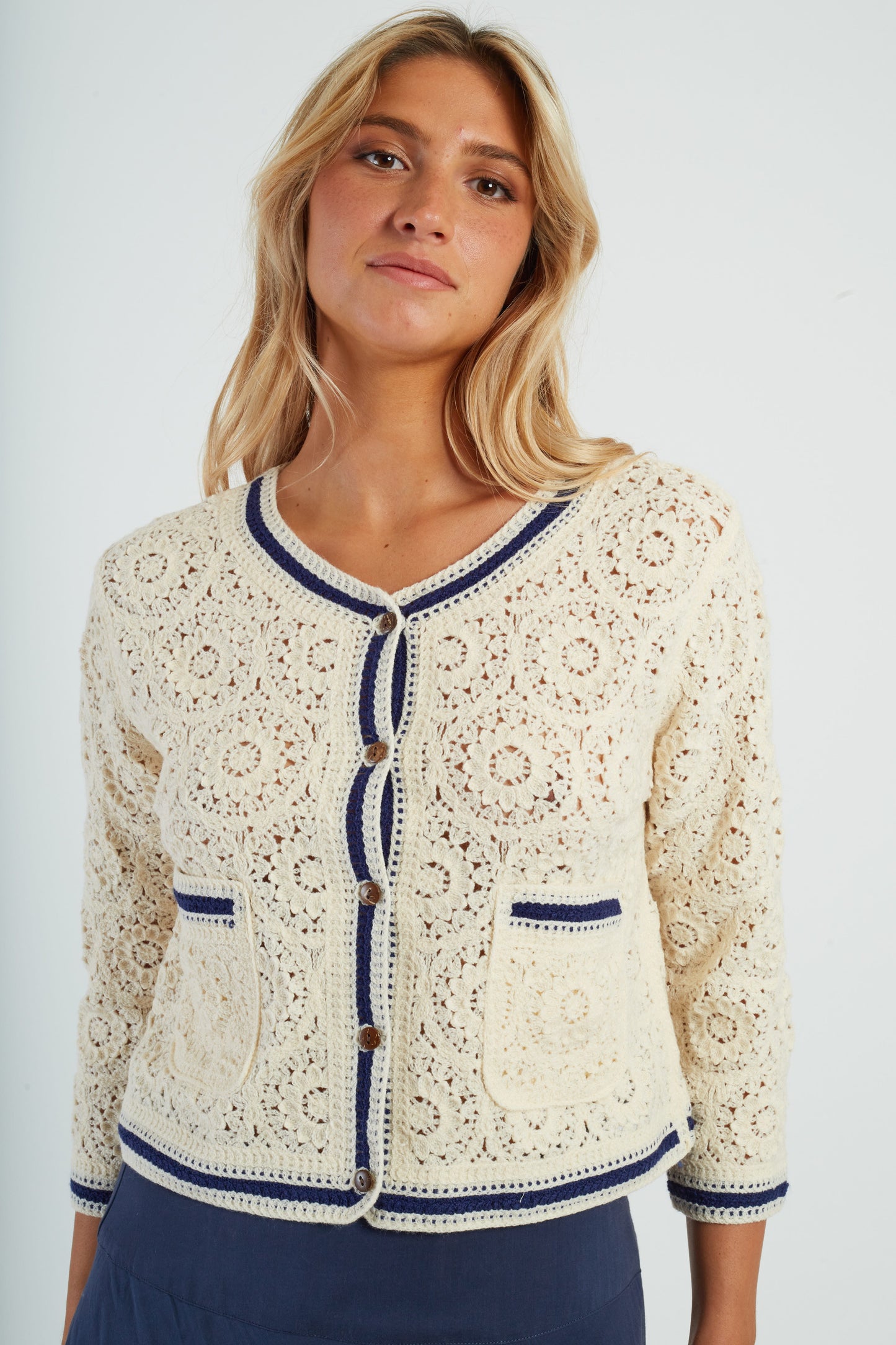 Derhy Cream Lace Cardigan Paola
