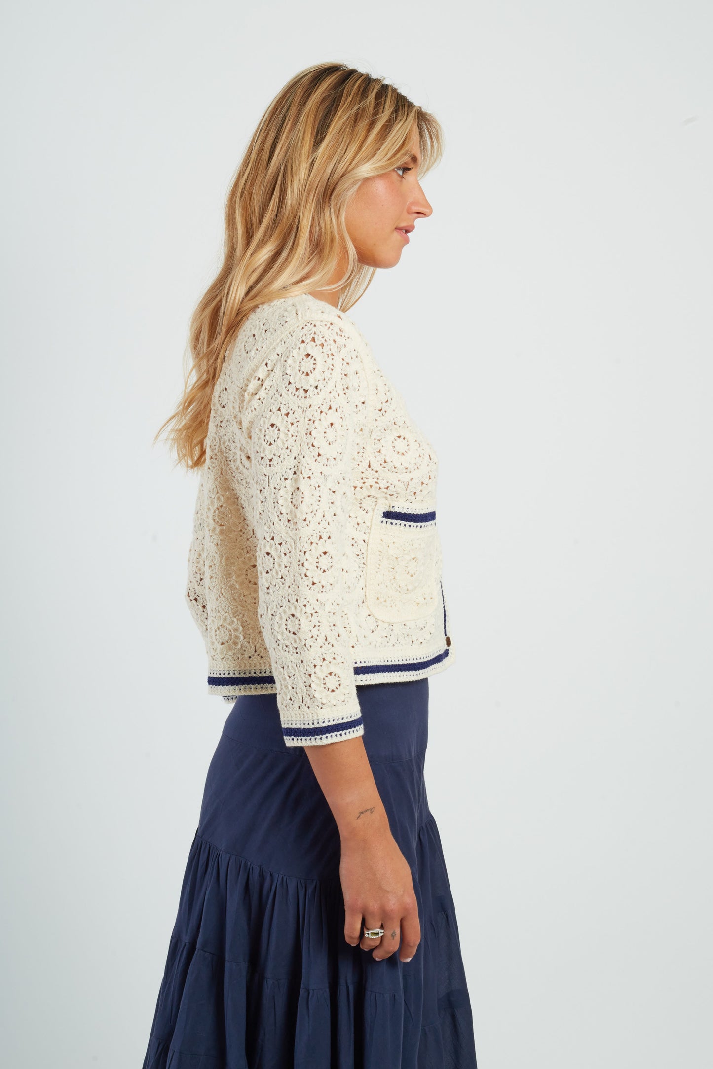 Derhy Cream Lace Cardigan Paola