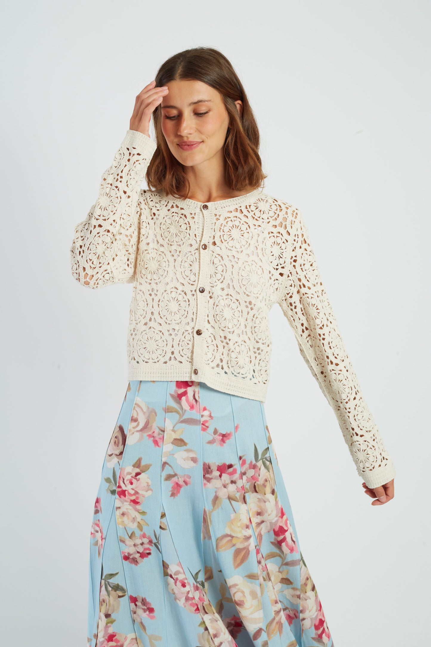 Derhy Cream Lace Cardigan Pascaline