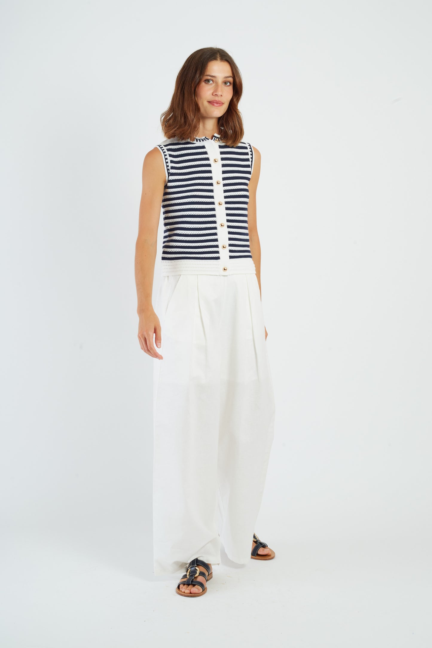 Derhy Stripe Knit Waistcoat Petula
