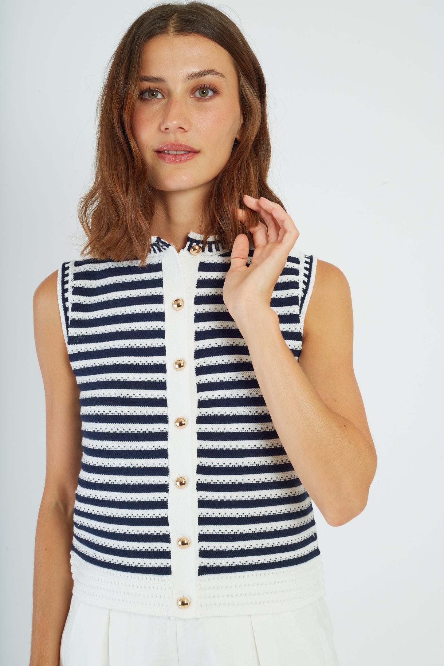Derhy Stripe Knit Waistcoat Petula