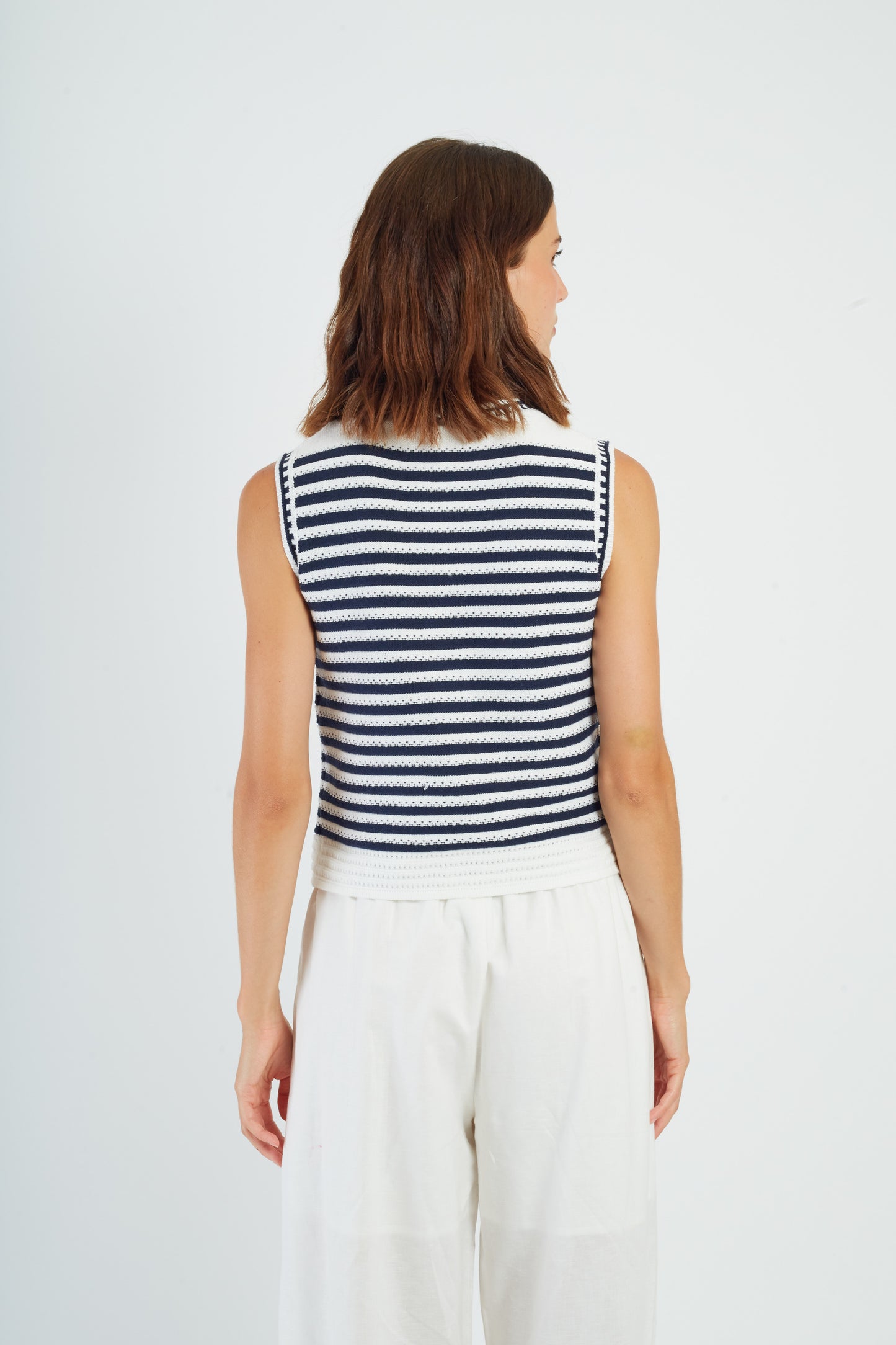 Derhy Stripe Knit Waistcoat Petula