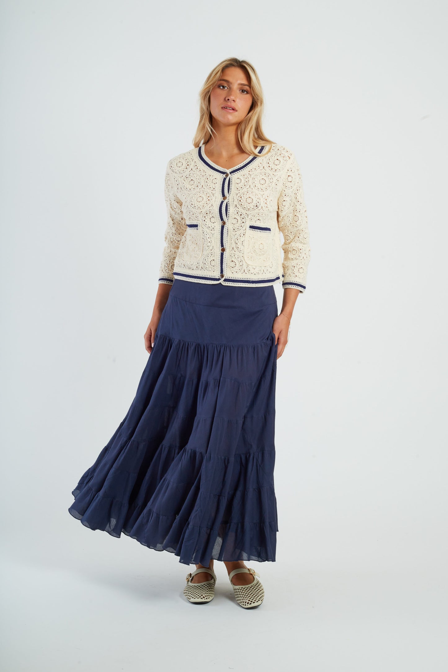 Derhy Navy Long Skirt Dahlia