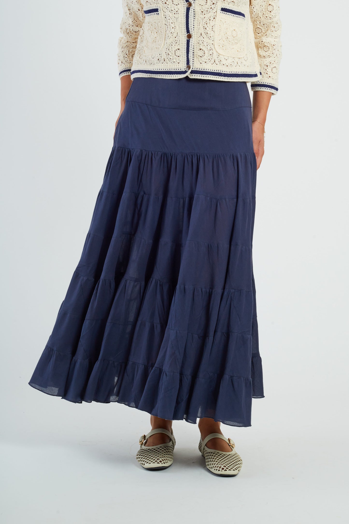 Derhy Navy Long Skirt Dahlia