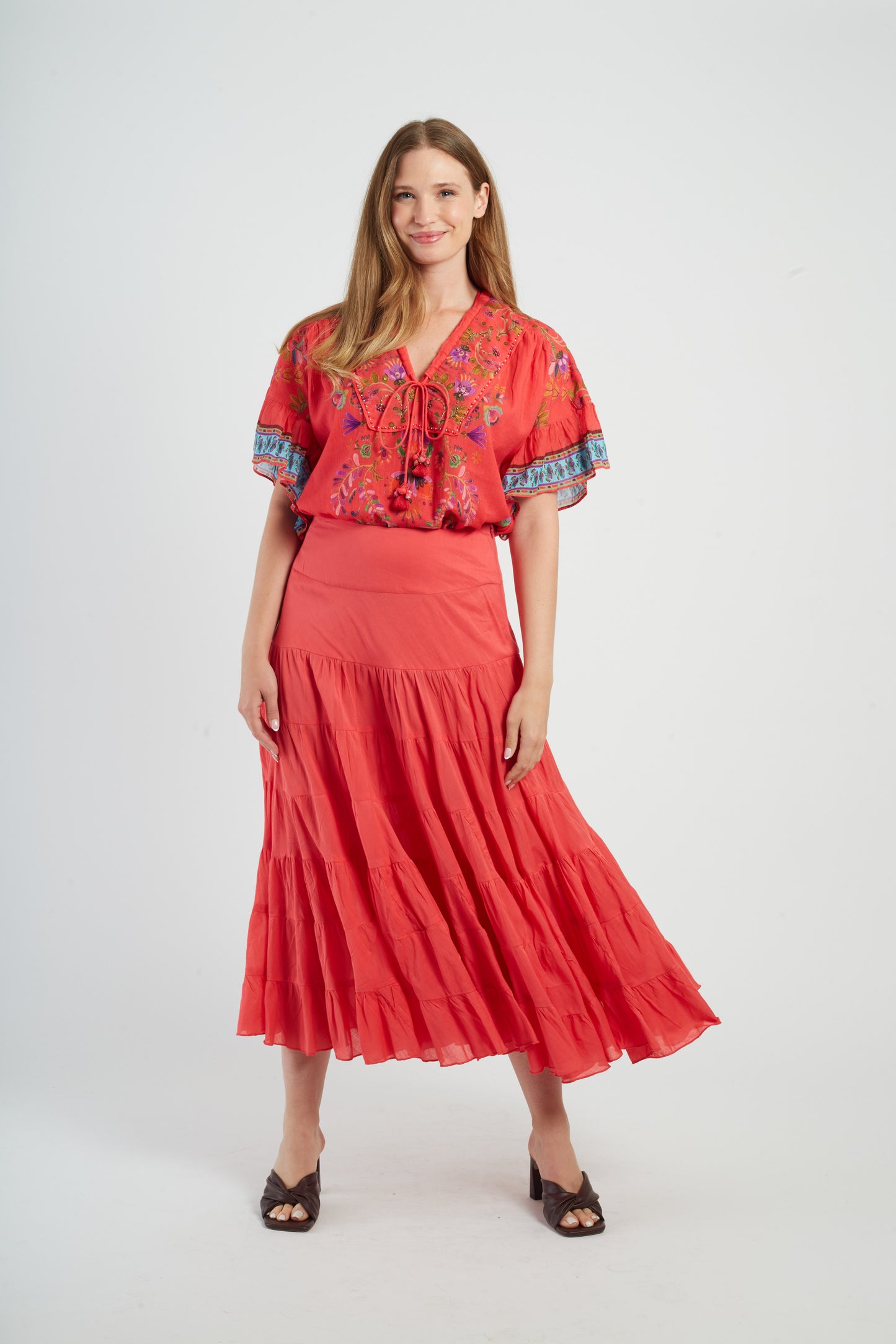 Derhy Coral Long Skirt Dahlia