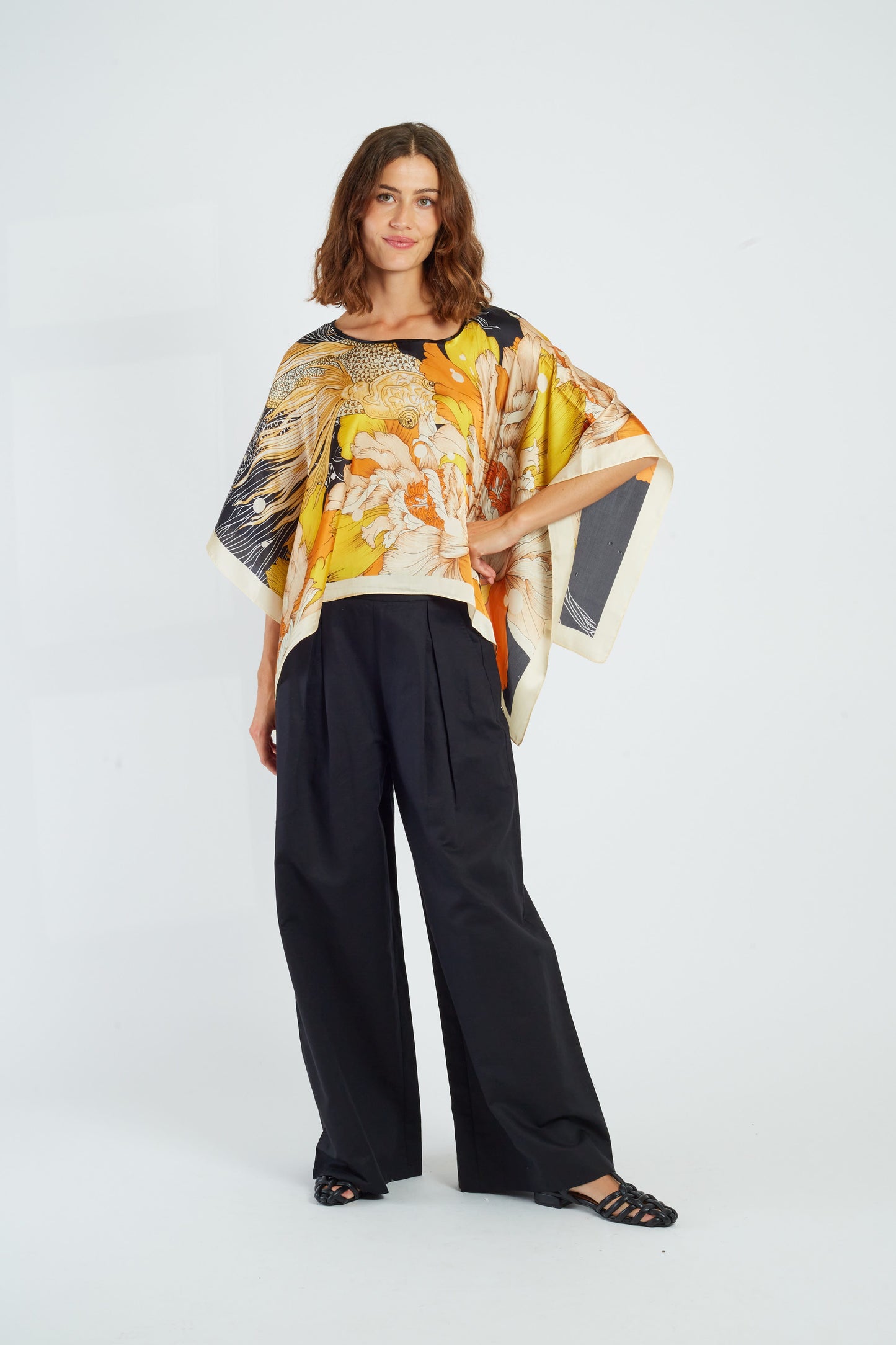 Derhy Black/Yellow Poncho Rafaela