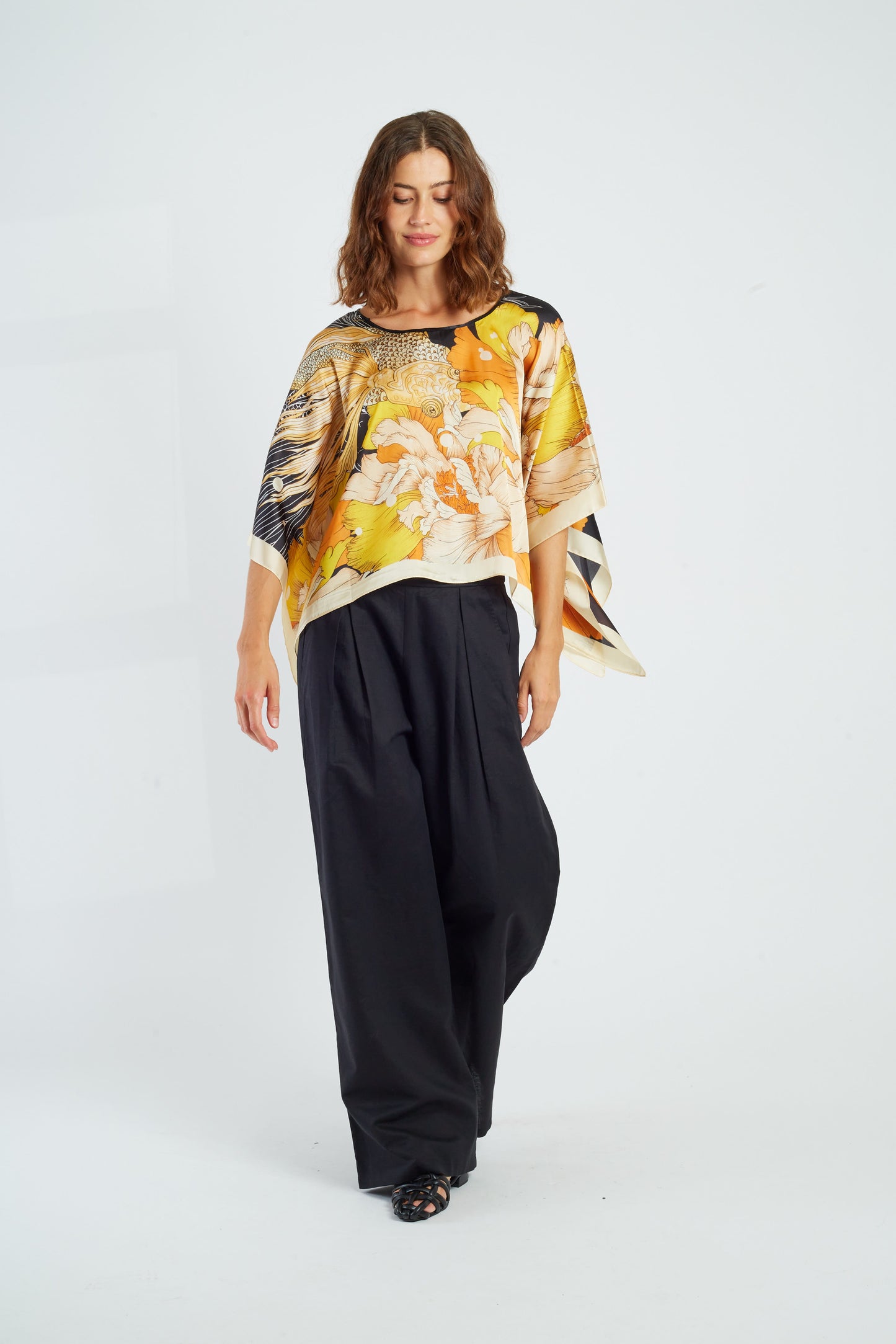 Derhy Black/Yellow Poncho Rafaela