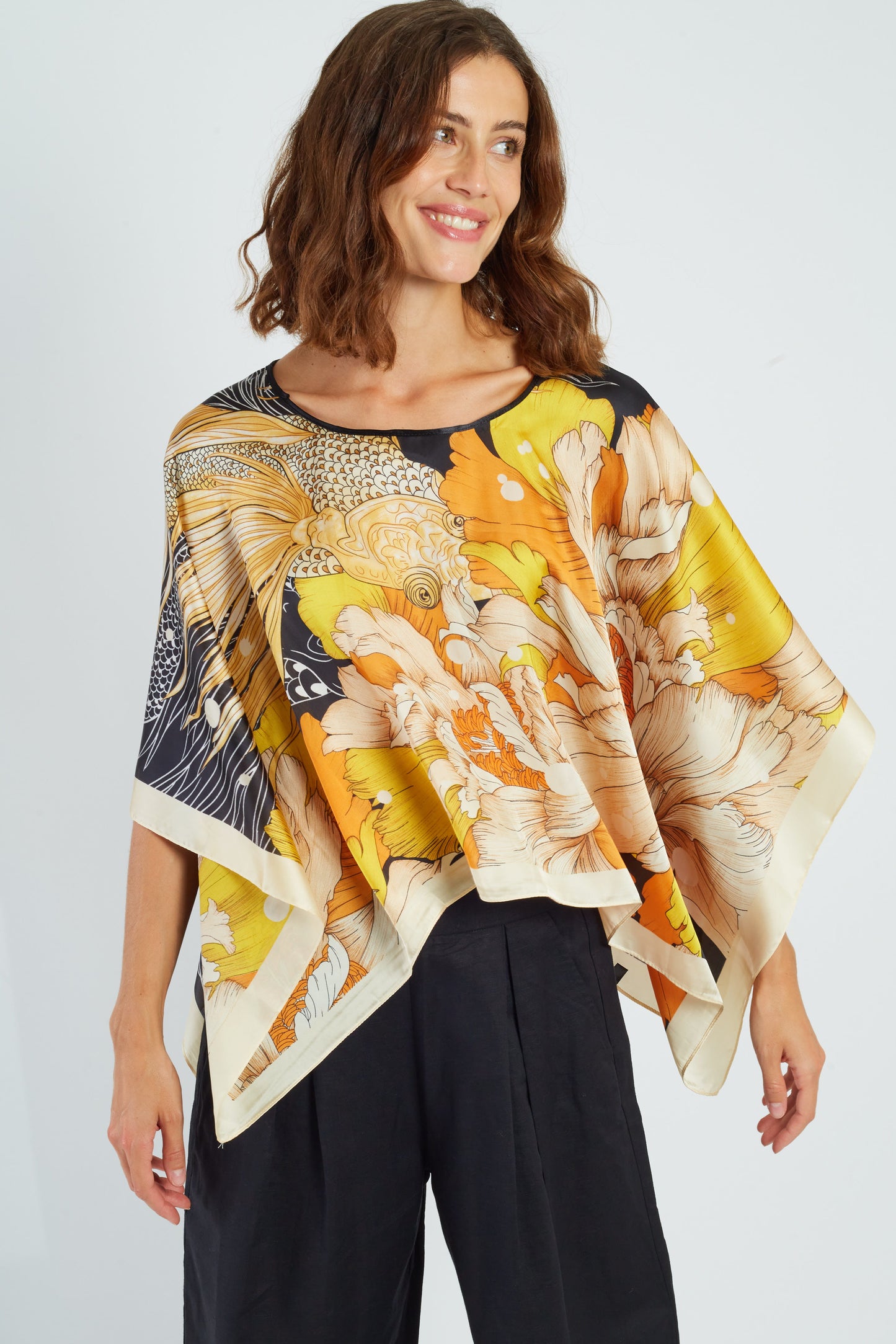 Derhy Black/Yellow Poncho Rafaela