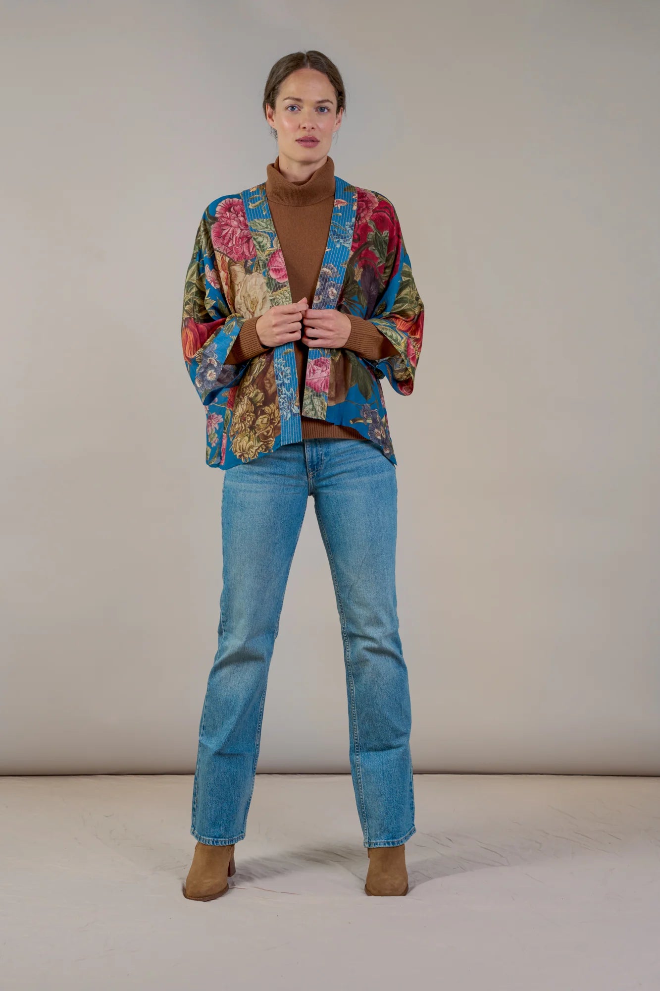 One Hundred Stars Primula Teal Kimono KIMPRITEA
