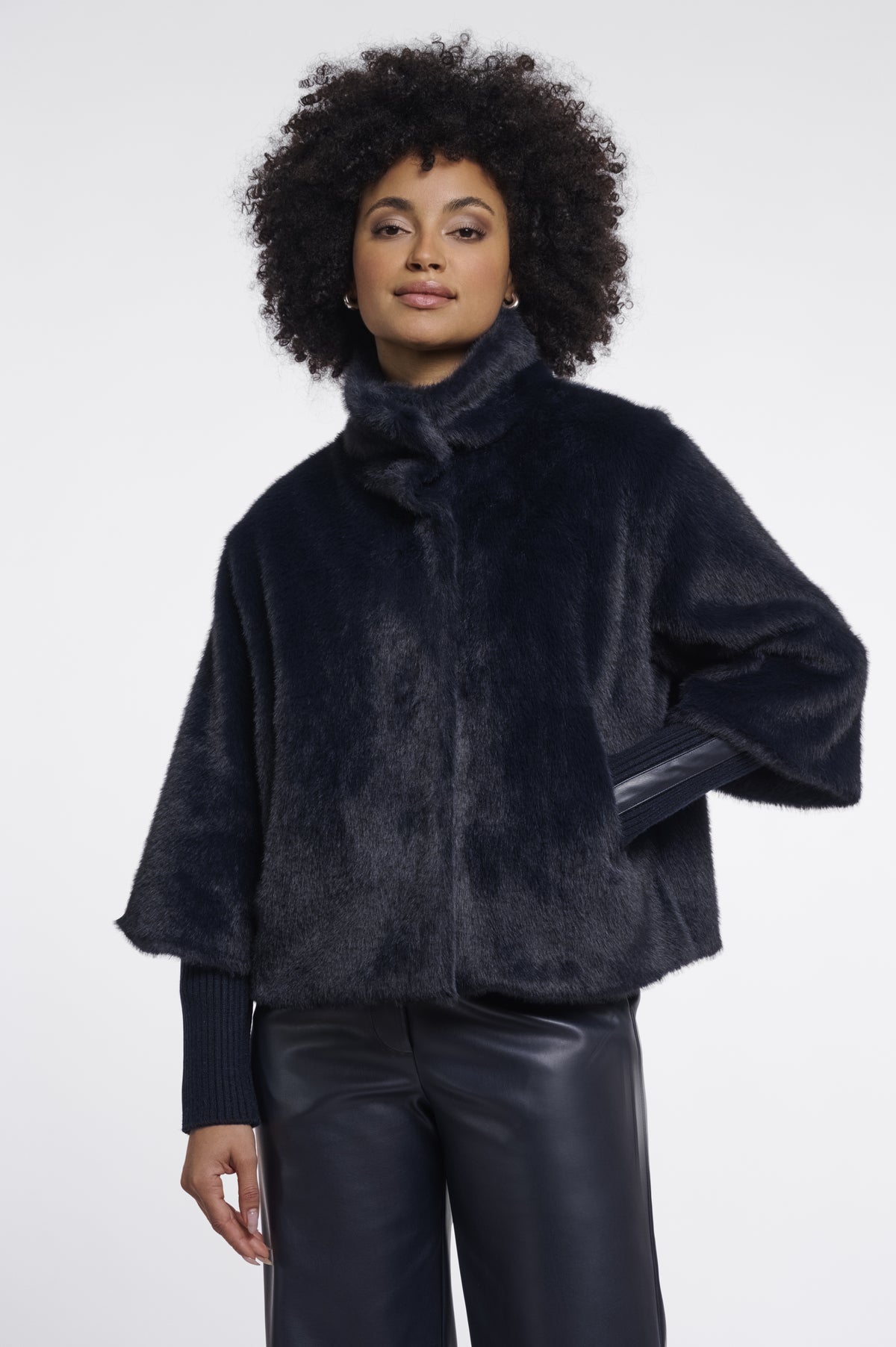 Rino & Pelle Navy Faux Fur Jacket Nesrin