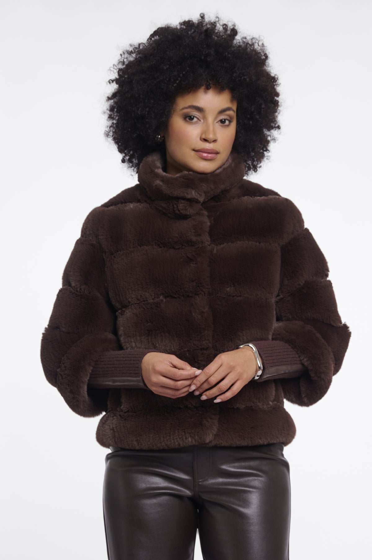 Rino & Pelle Coffee Fur Jacket Feline