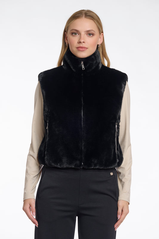 Rino & Pelle Black Zip Gilet Nikki