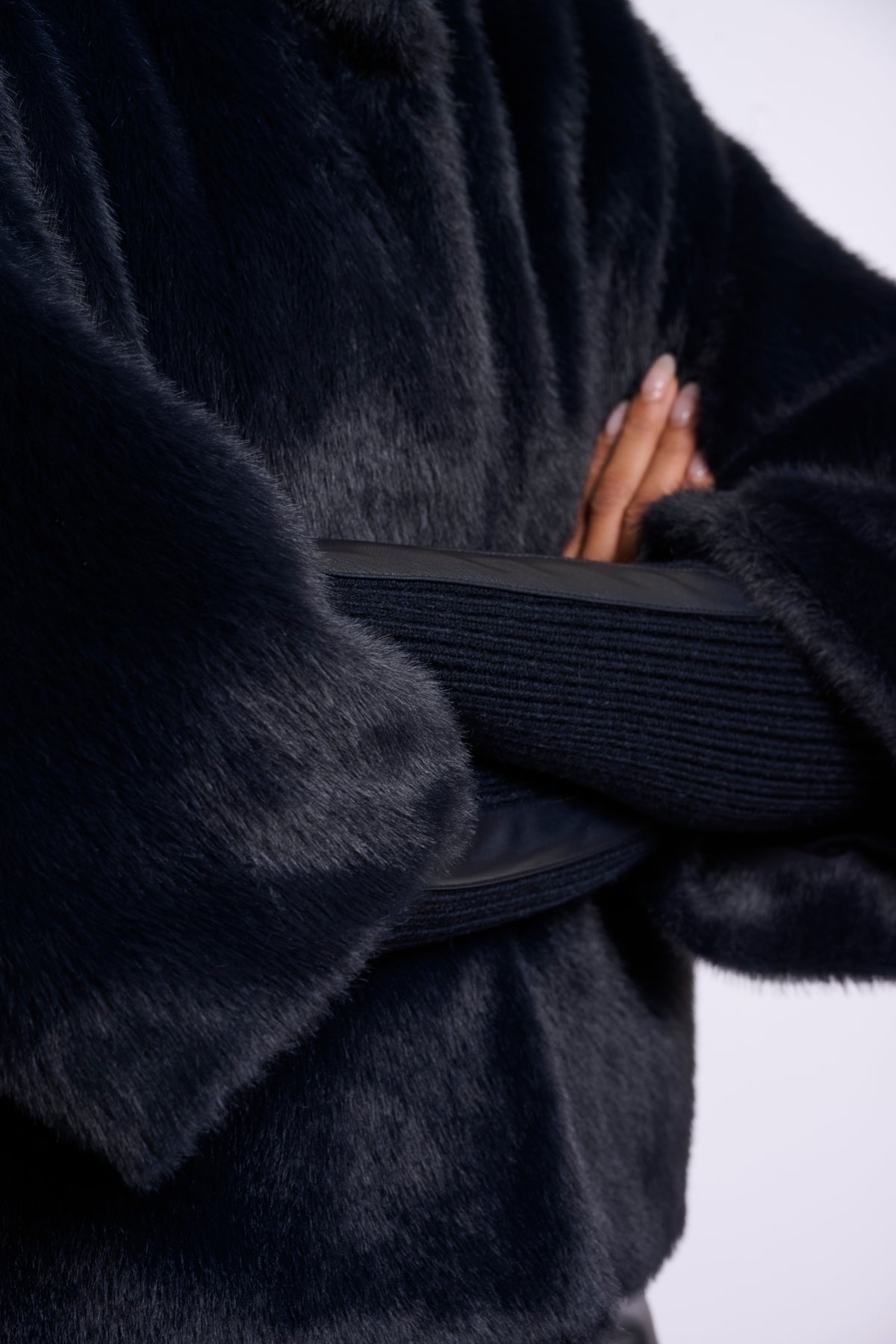 Rino & Pelle Navy Faux Fur Jacket Nesrin