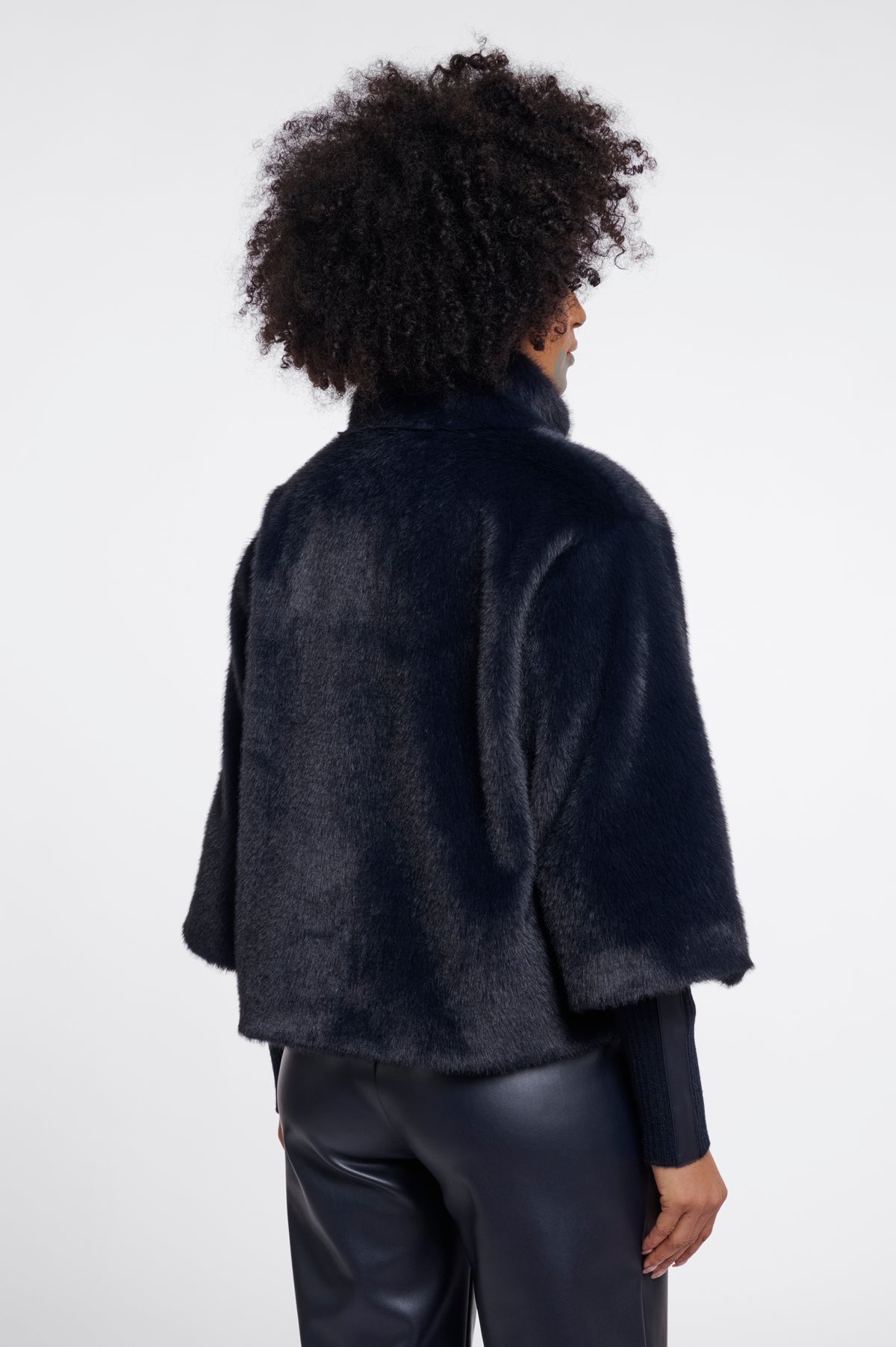Rino & Pelle Navy Faux Fur Jacket Nesrin