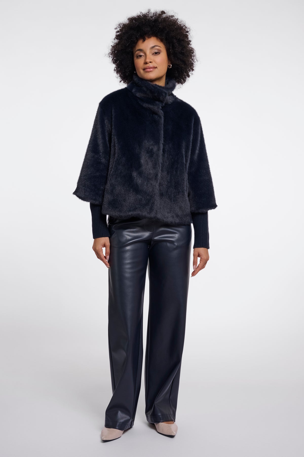 Rino & Pelle Navy Faux Fur Jacket Nesrin