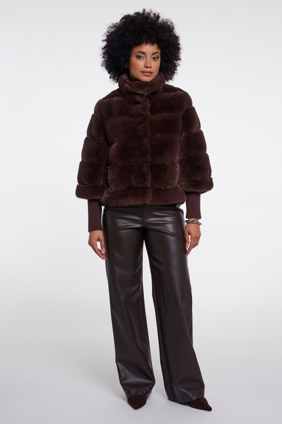 Rino & Pelle Coffee Fur Jacket Feline