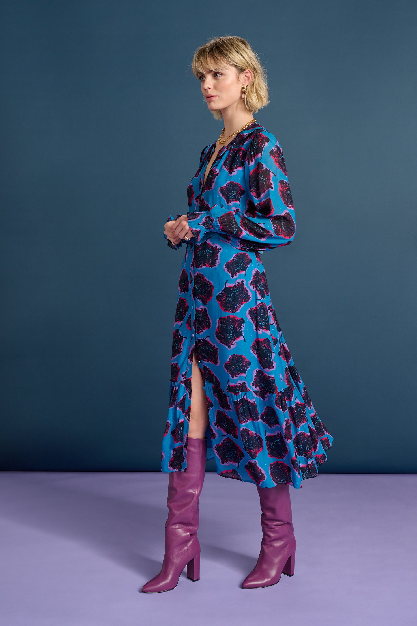 Pom Amsterdam Floral Print Dress