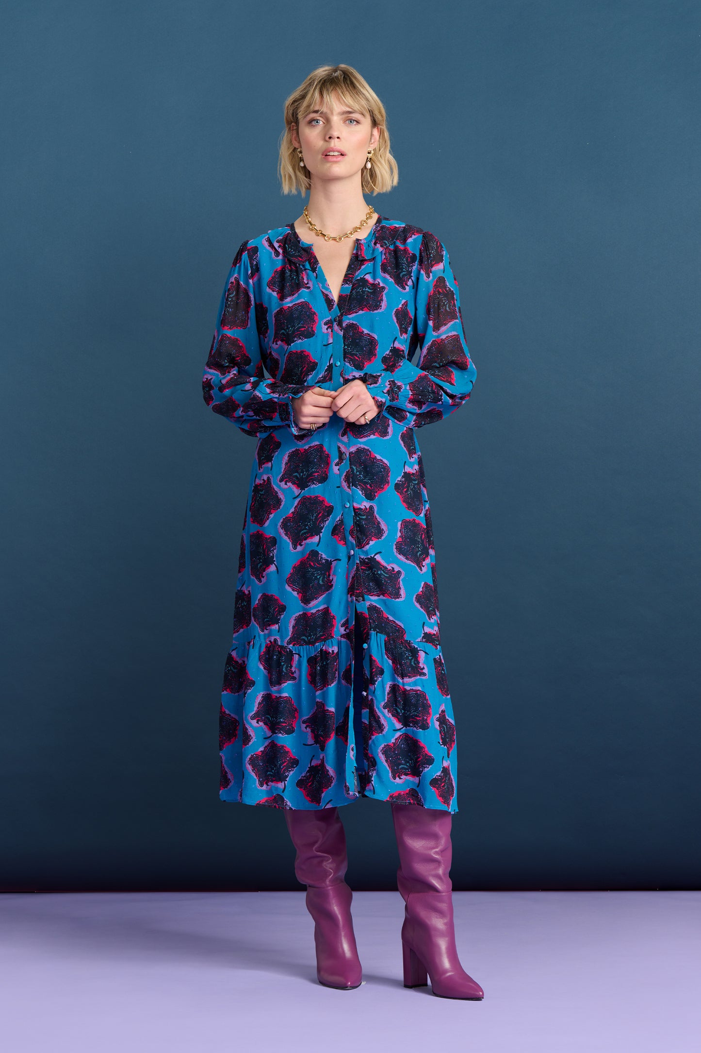 Pom Amsterdam Floral Print Dress