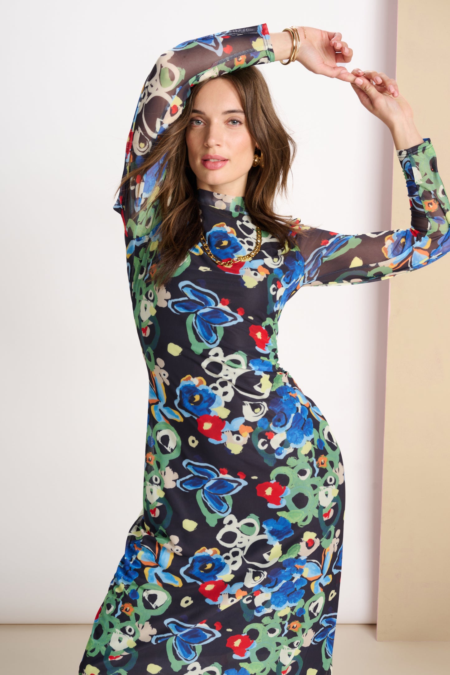 Pom Amsterdam Floral Mesh Dress