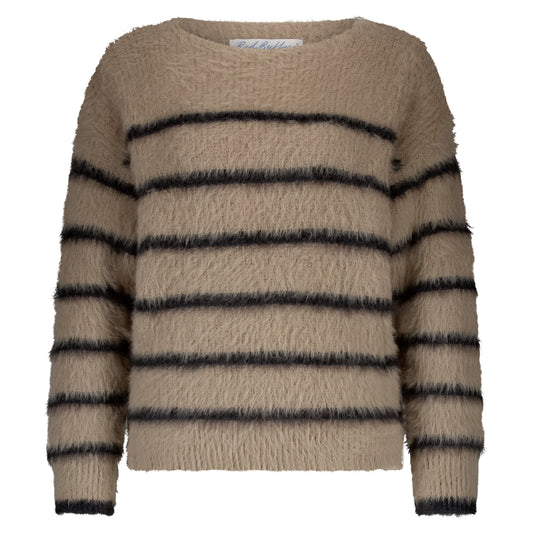 Red Button Fuzzy Sweater & Stripe SRB4616