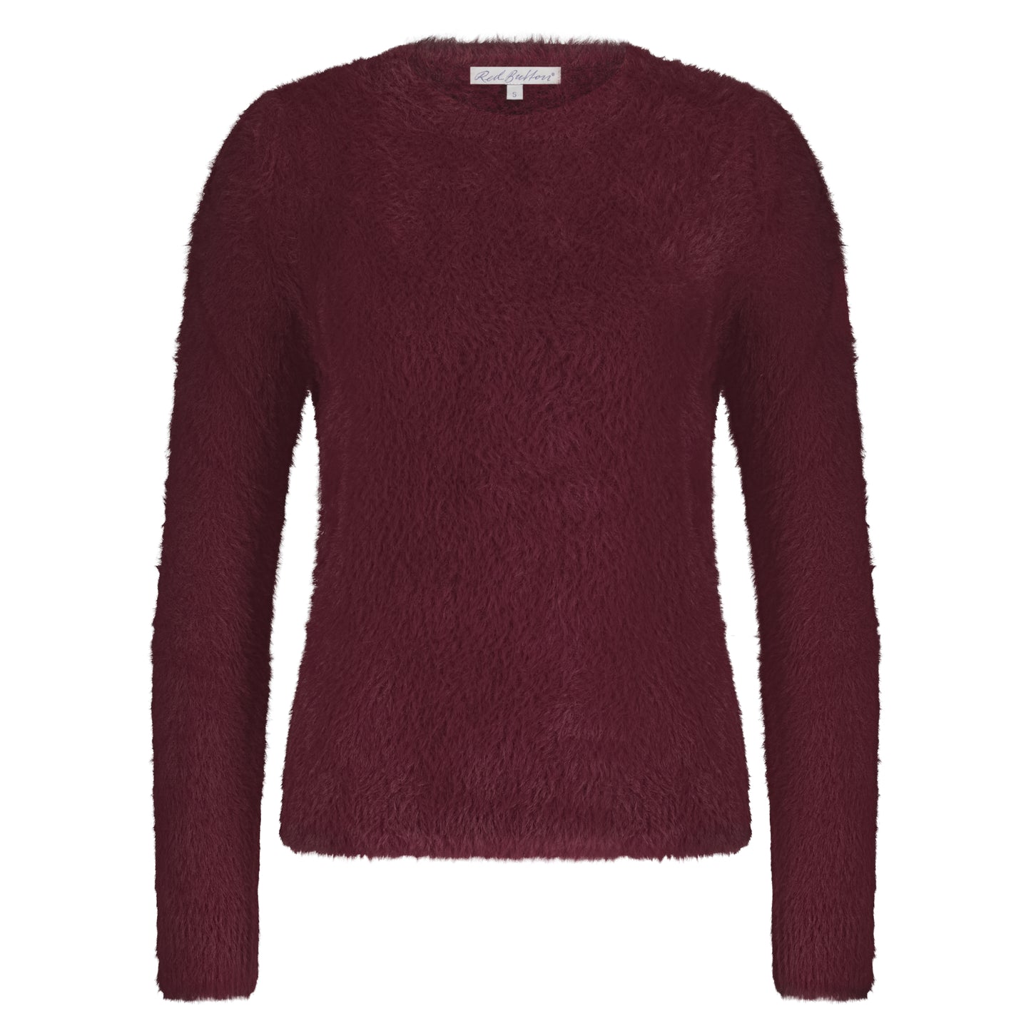Red Button Fuzzy Puff Sleeve Sweater SRB4640