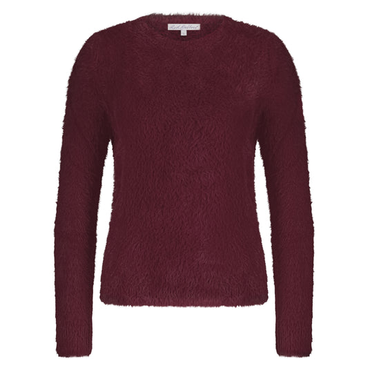 Red Button Fuzzy Puff Sleeve Sweater SRB4640