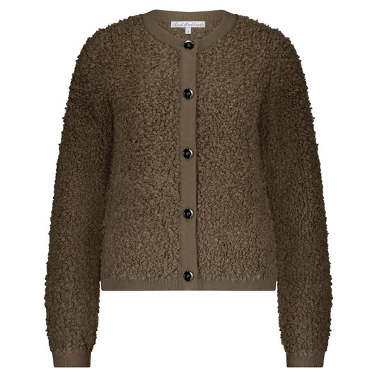 Red Button Jacket Knit Boucle SRB4702