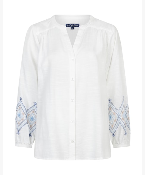 Red Button White Blouse SRB4829