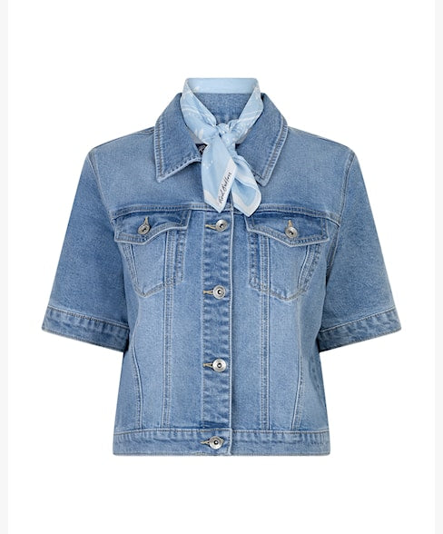 Red Button Jackie Denim Jacket & Scarf SRB4834