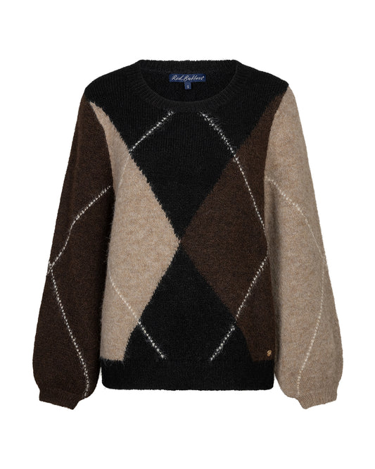 Red Button Espresso Argyle Sweater SRB5067