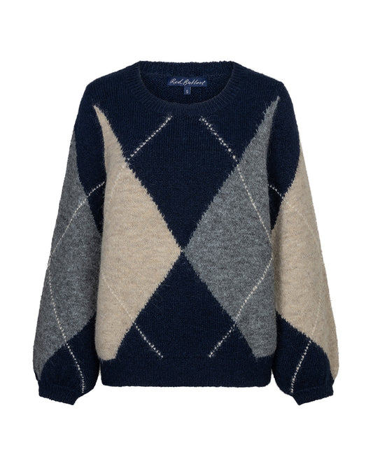 Red Button Indigo Argyle Sweater SRB5067