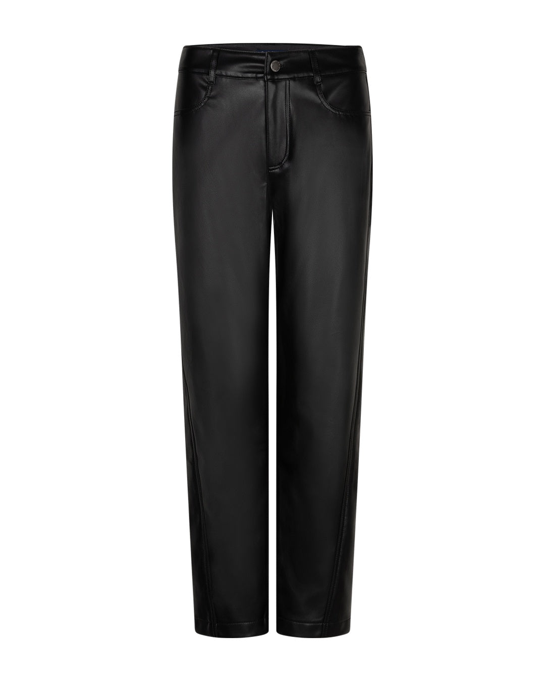 Red Button Black Pleather Trousers Caitlina SRB5079
