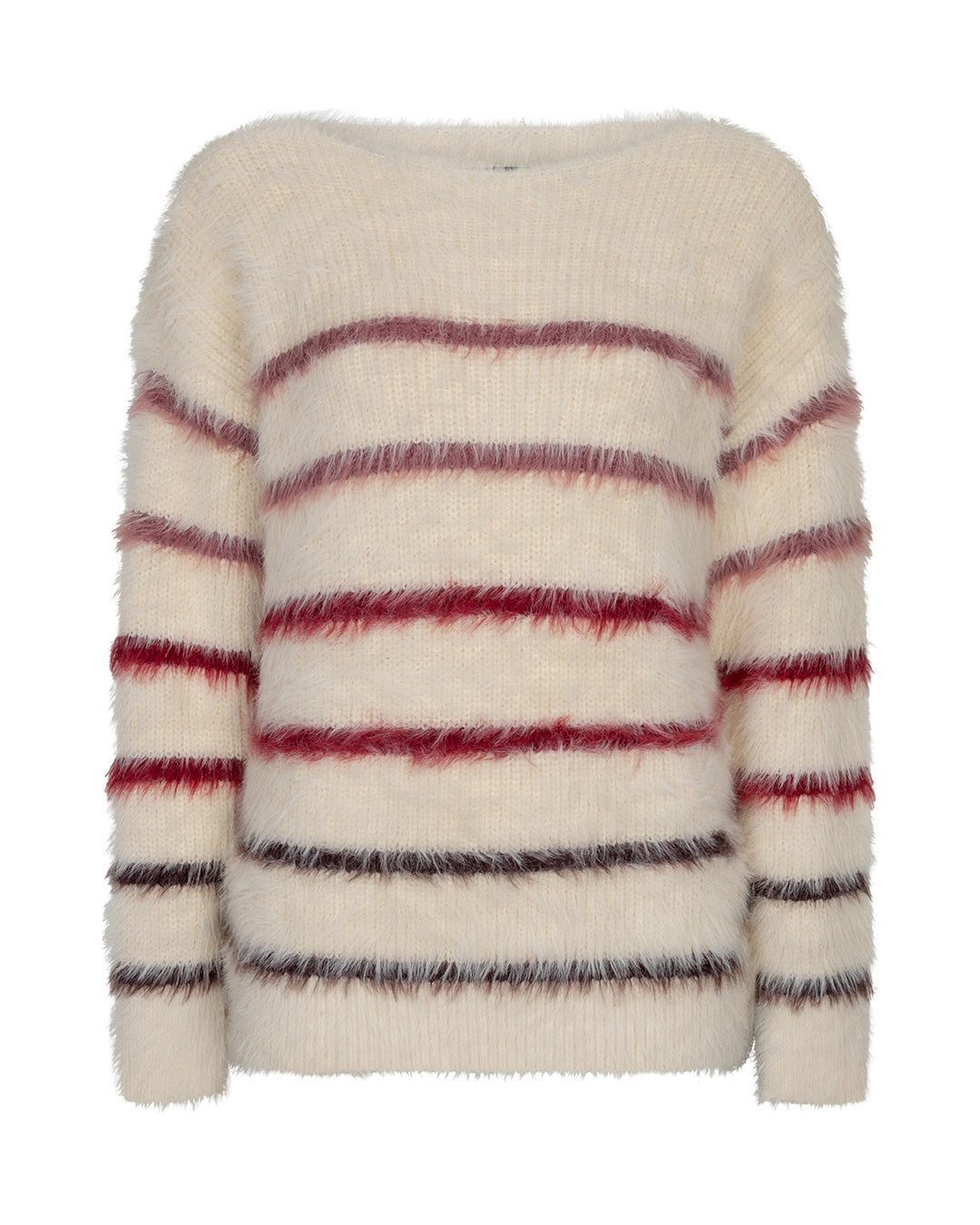 Red Button Fuzzy Stripe Sweater SRB5118