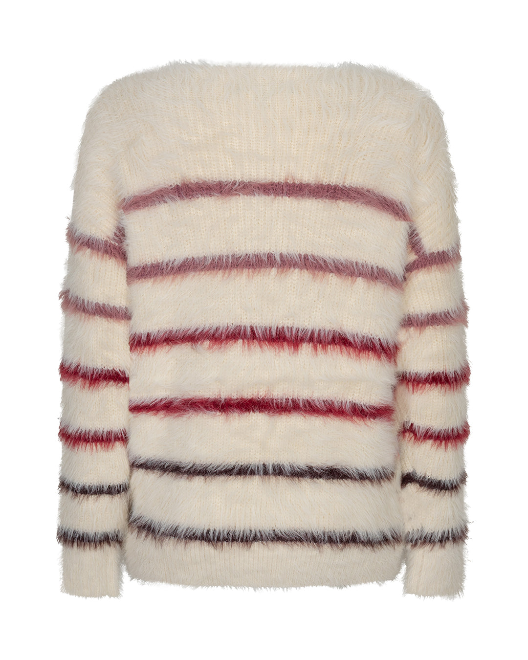 Red Button Fuzzy Stripe Sweater SRB5118