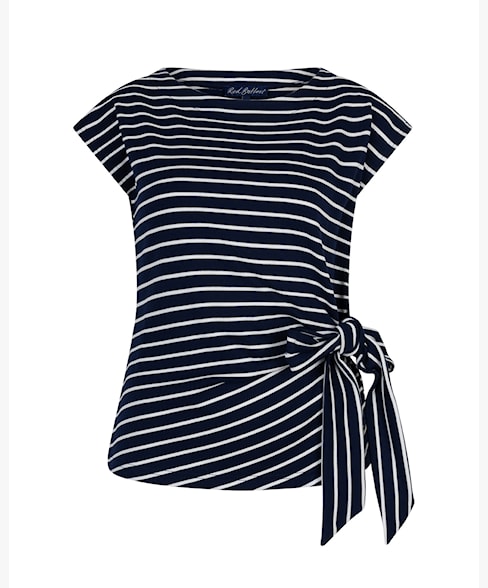 Red Button Terry Stripe Top SRB4759