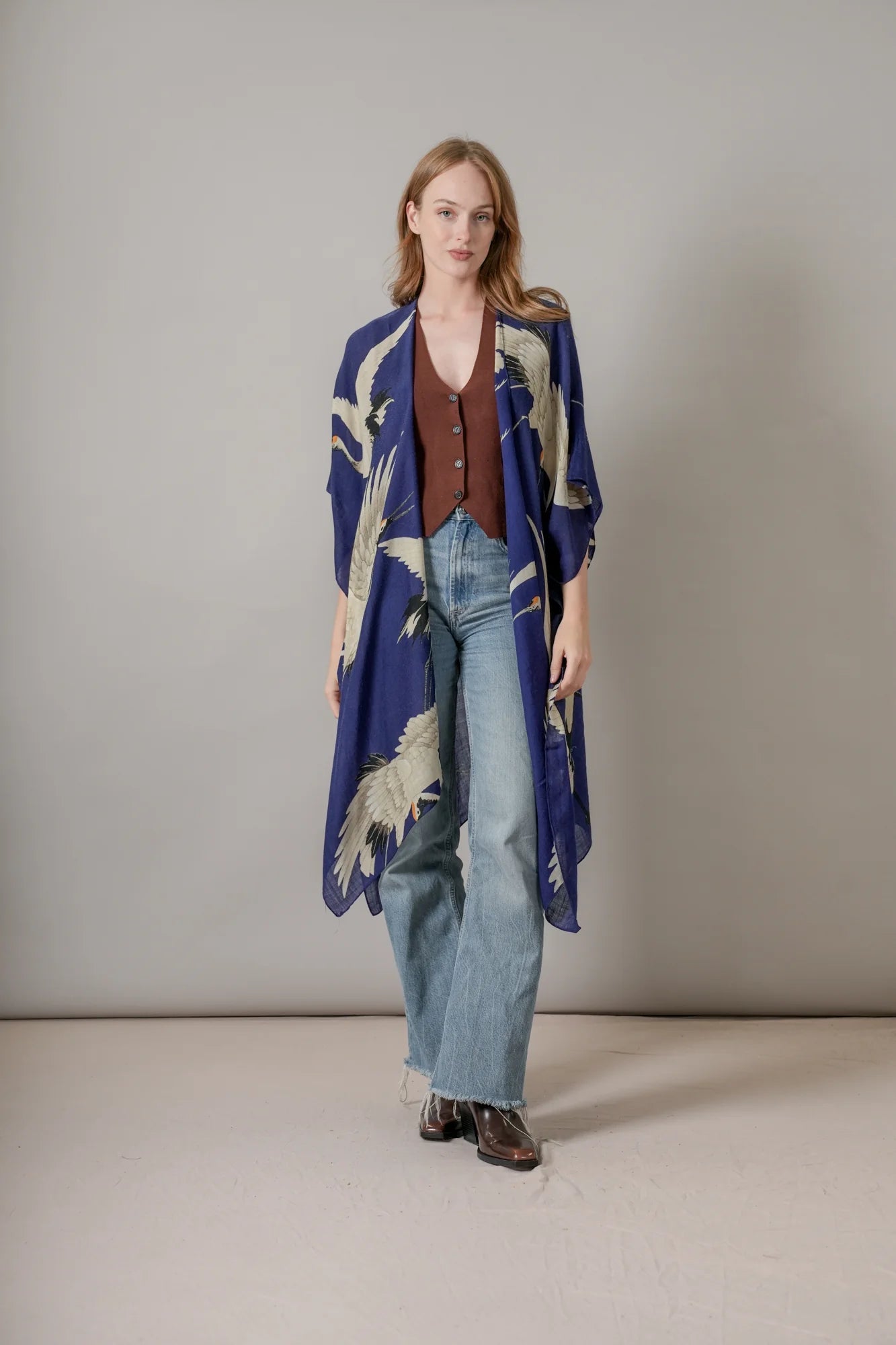 One Hundred Stars Stork Royal Blue Wool Throwover WTHSTOBL