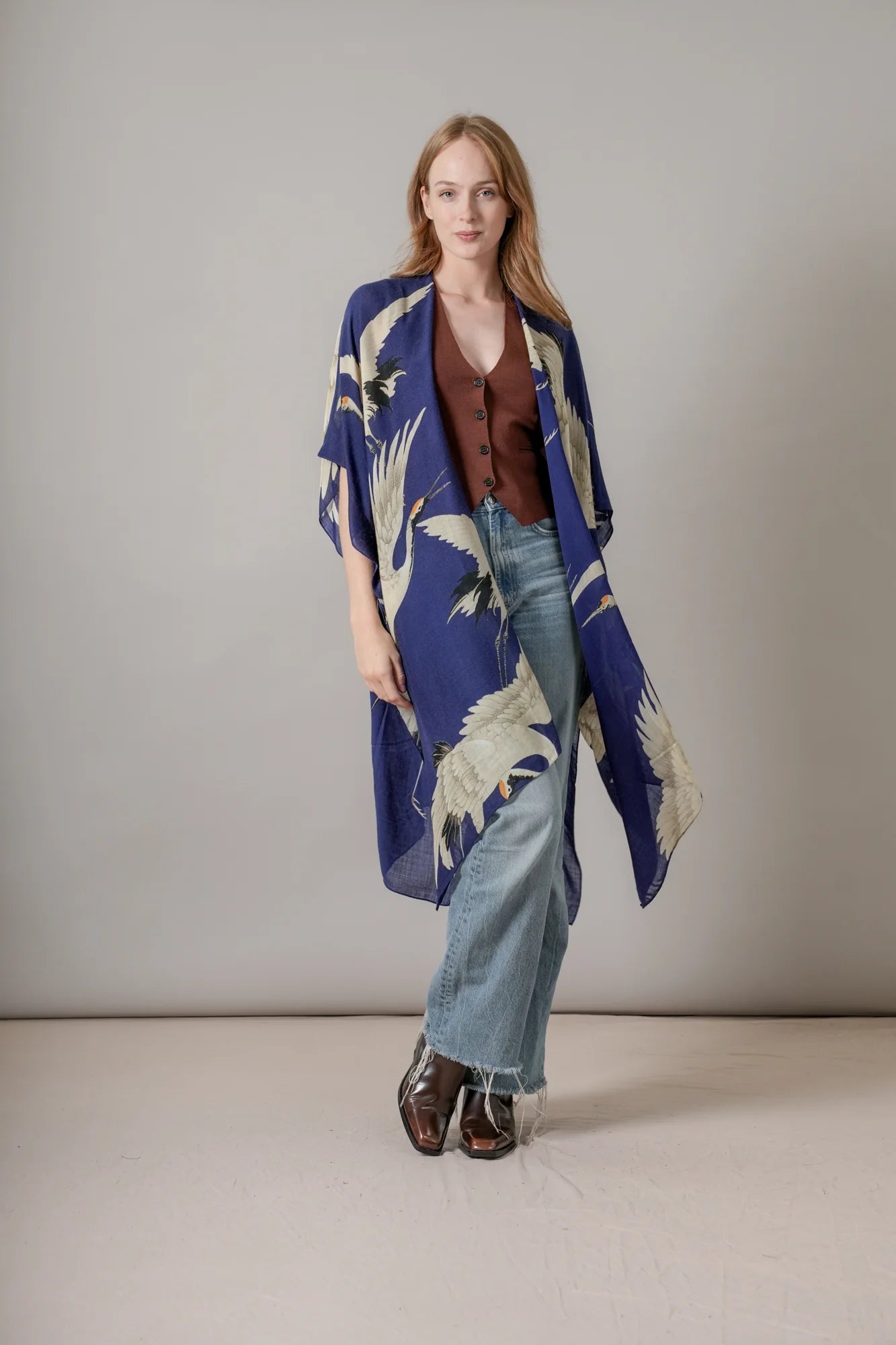 One Hundred Stars Stork Royal Blue Wool Throwover WTHSTOBL