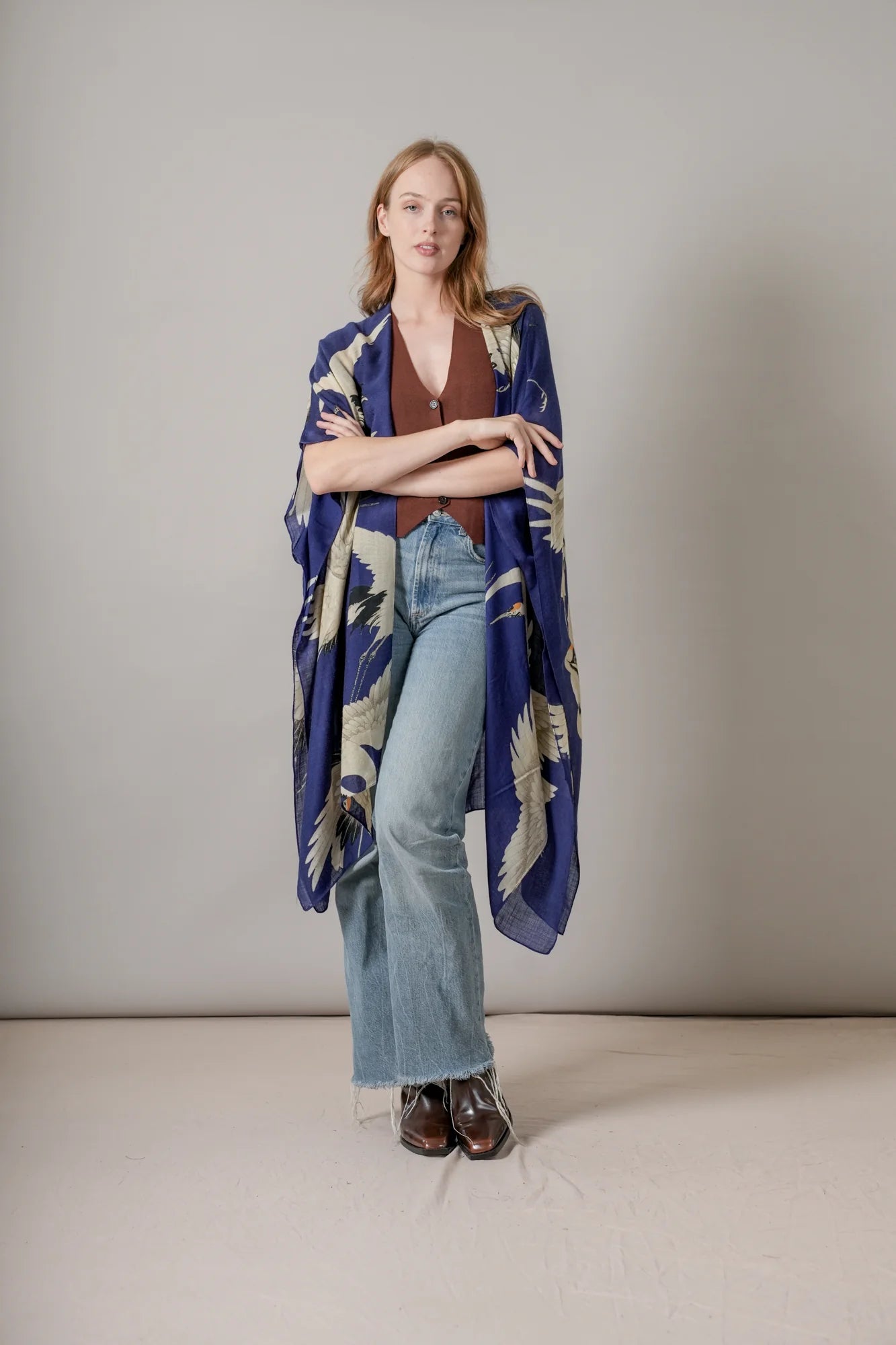 One Hundred Stars Stork Royal Blue Wool Throwover WTHSTOBL