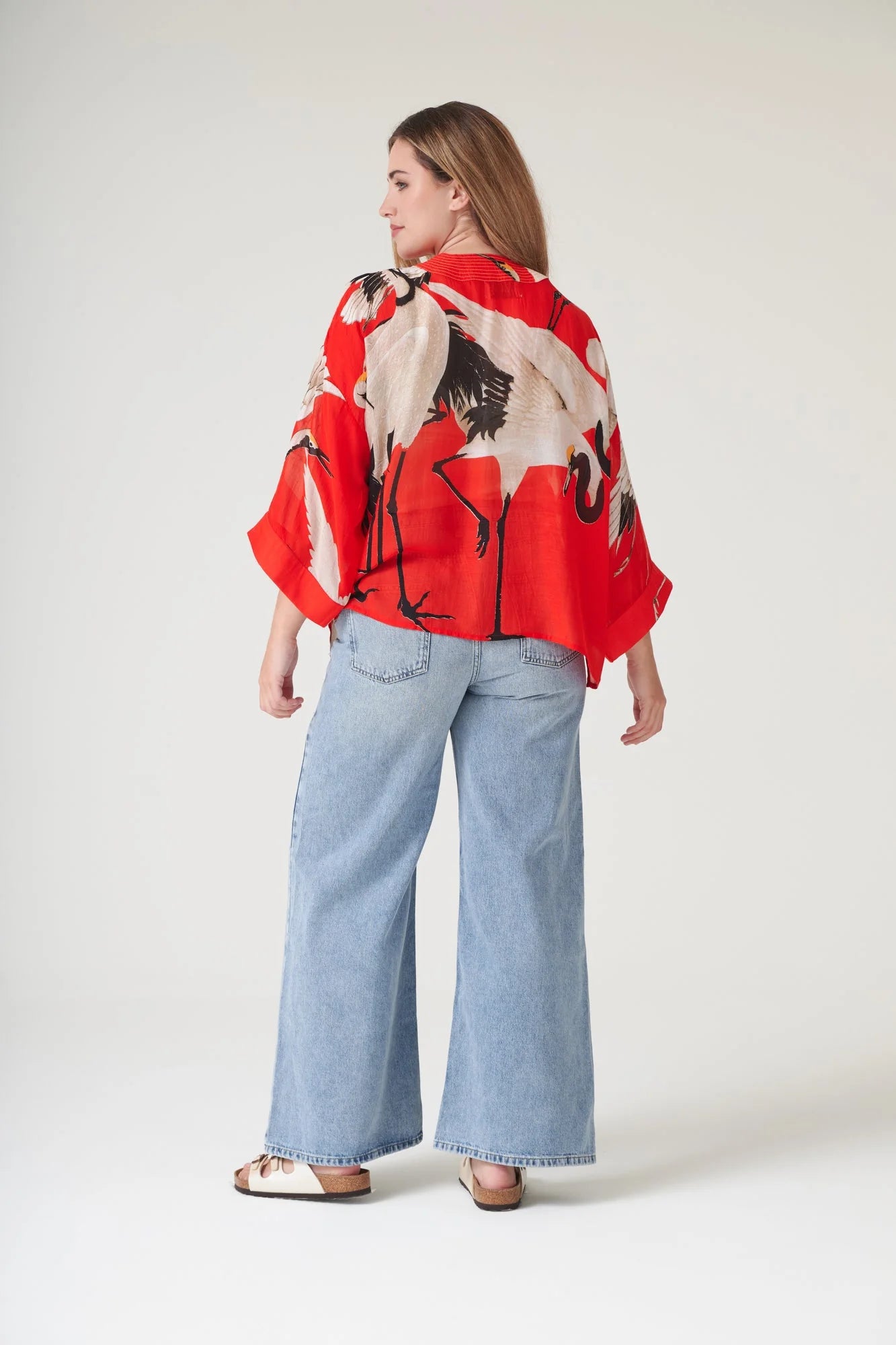 One Hundred Stars Stork Scarlet Kimono Kimstosca