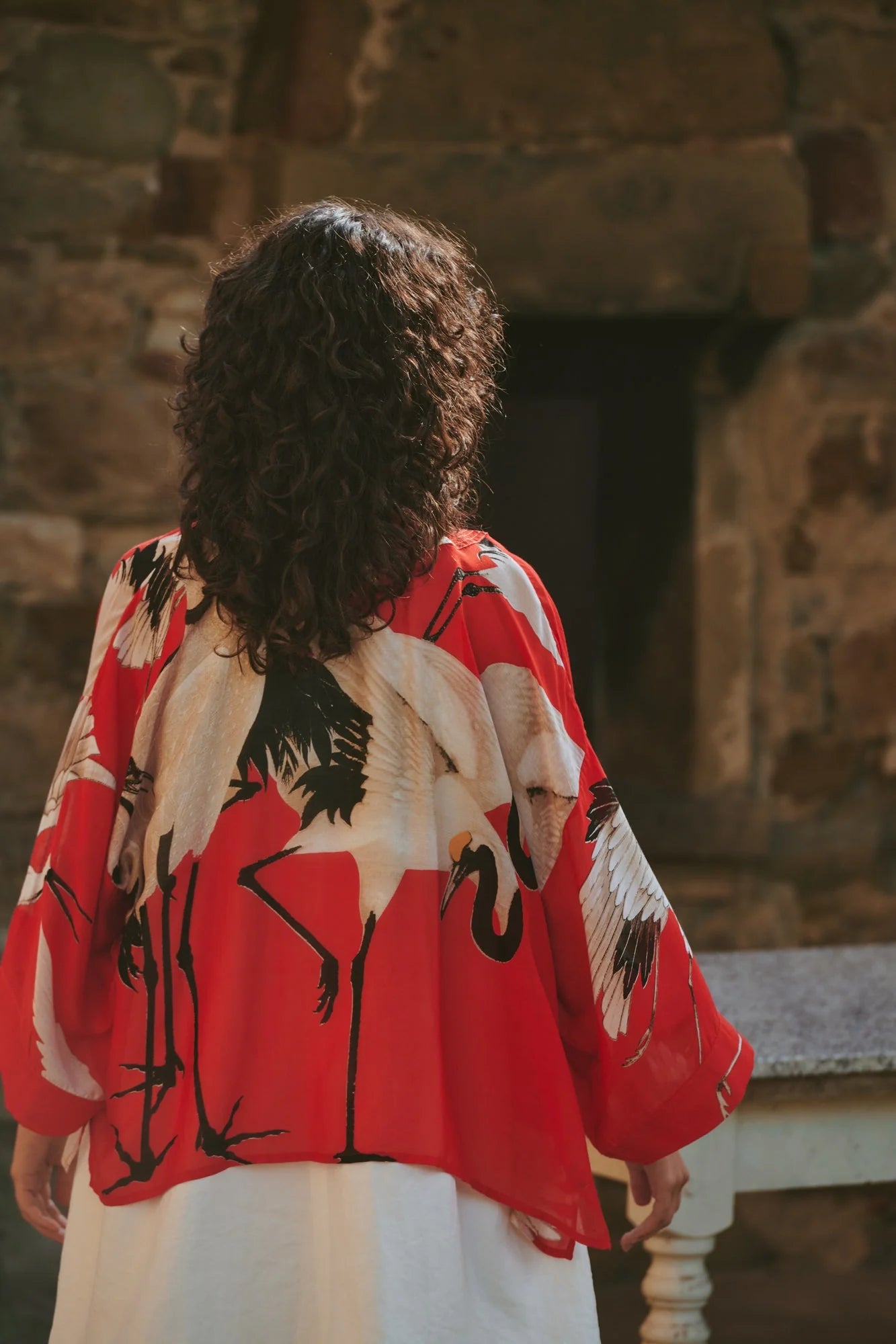 One Hundred Stars Stork Scarlet Kimono Kimstosca