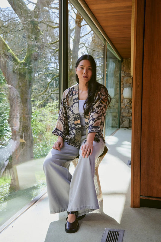 One Hundred Stars Susani Charcoal Kimono