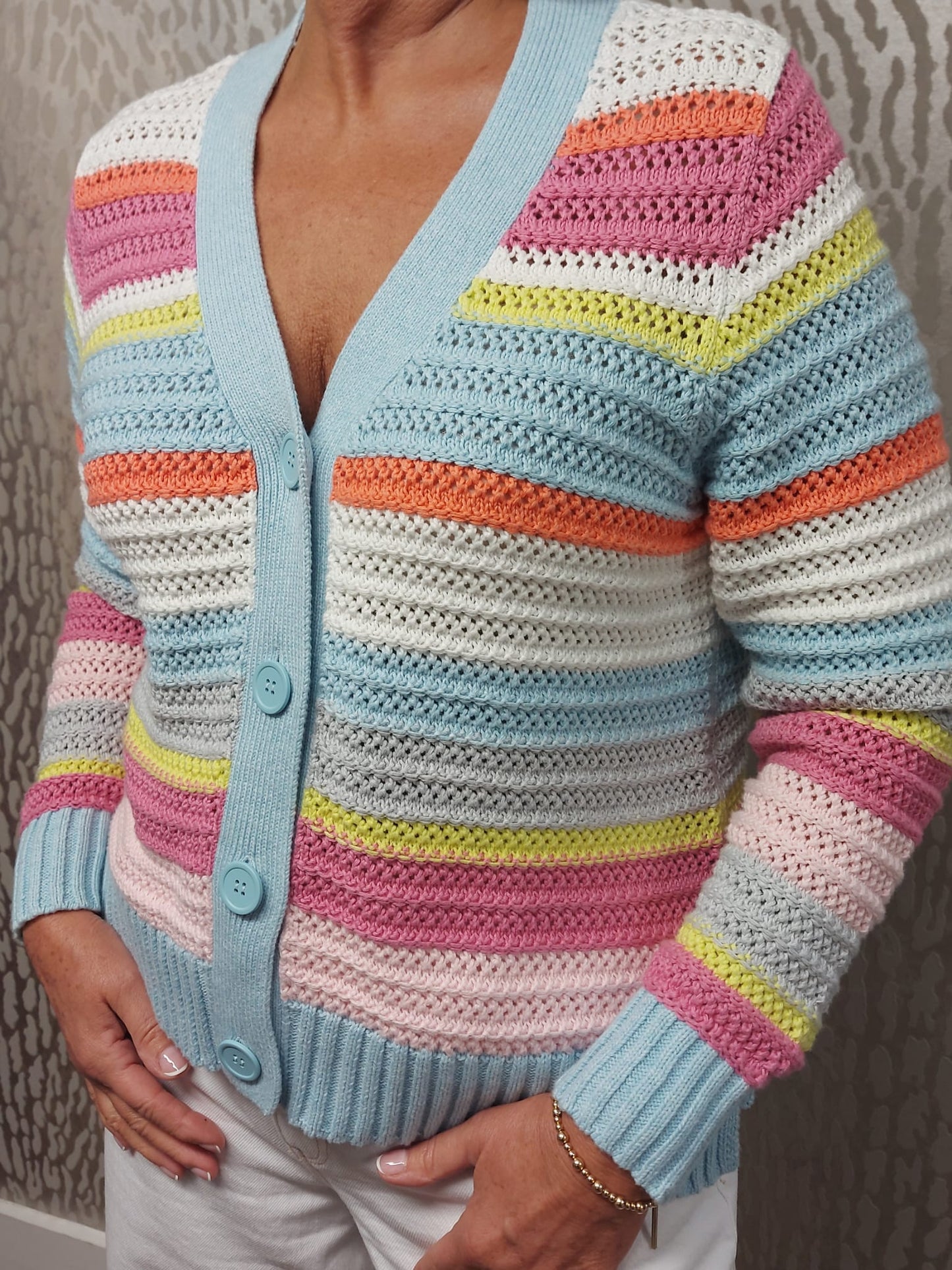 & Isla IS4T-159 Lauren textured stripe cardigan