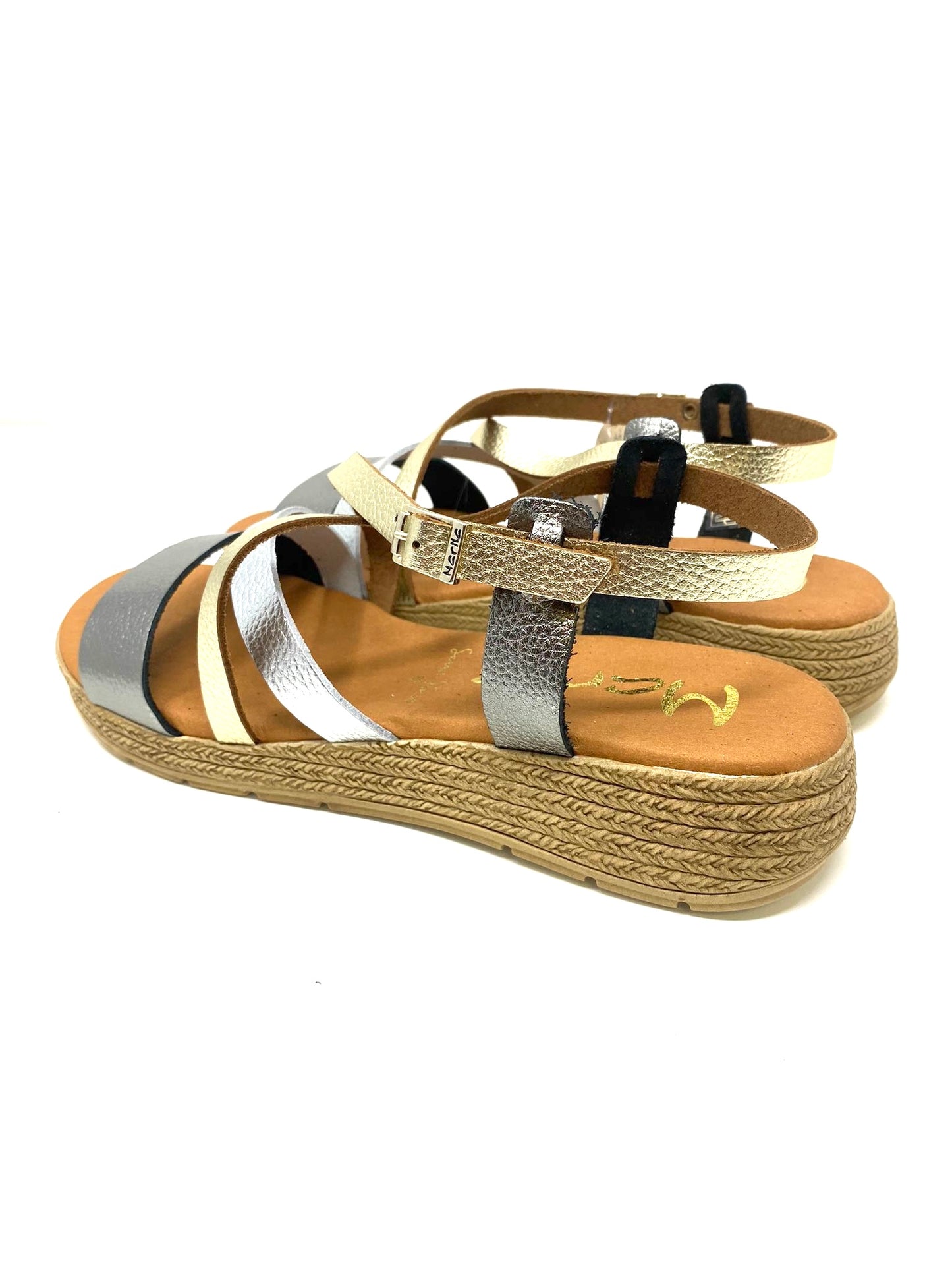 Marila Doma grain leather multi metal sandal