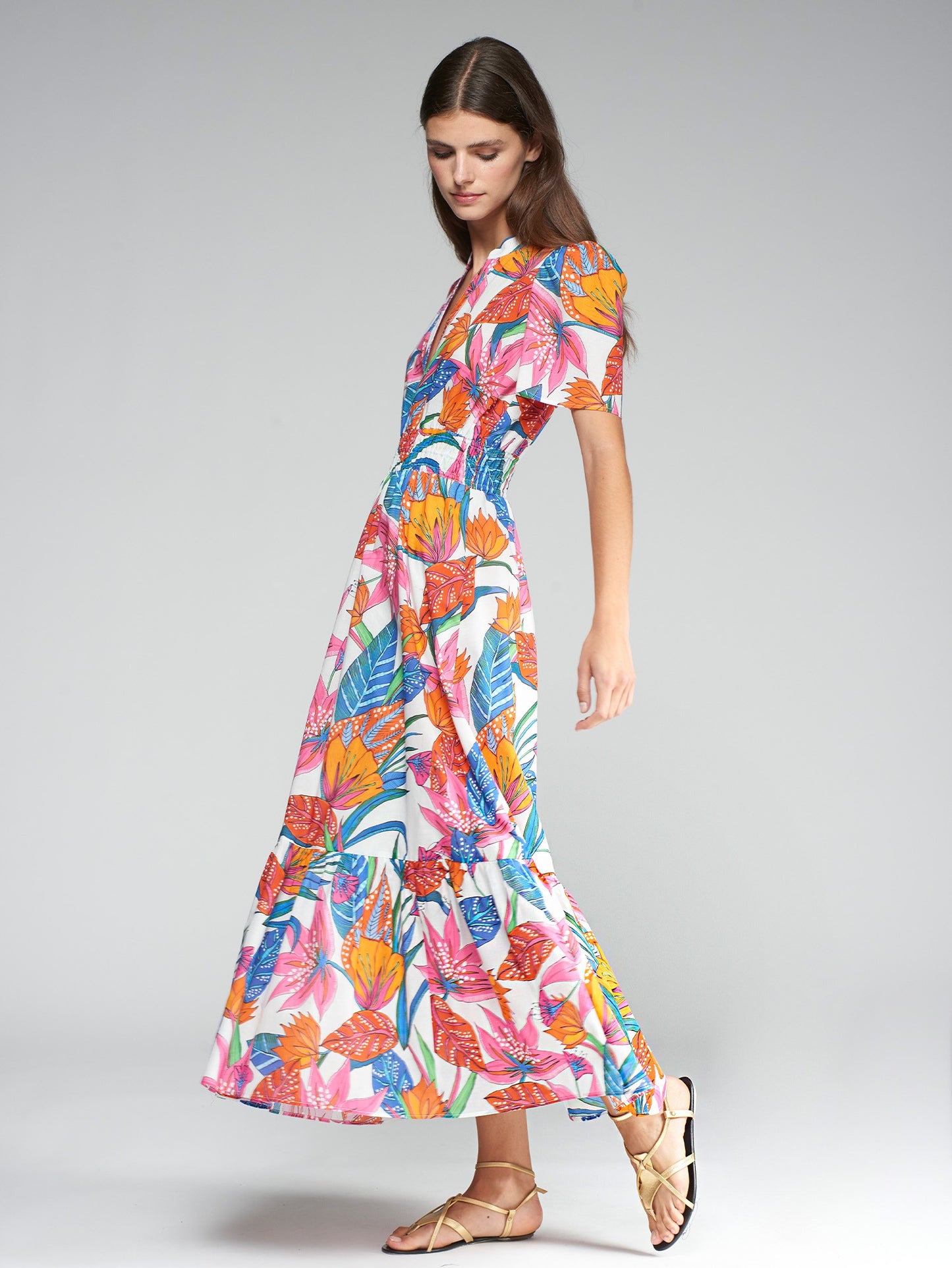 Vilagallo Tropical Print Long Dress 32273