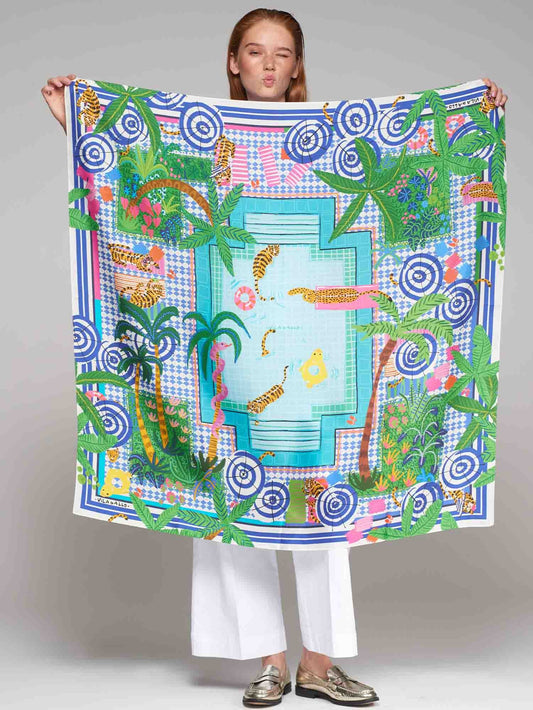 Vilagallo Swimming Pool Print Silk Scarf 32488