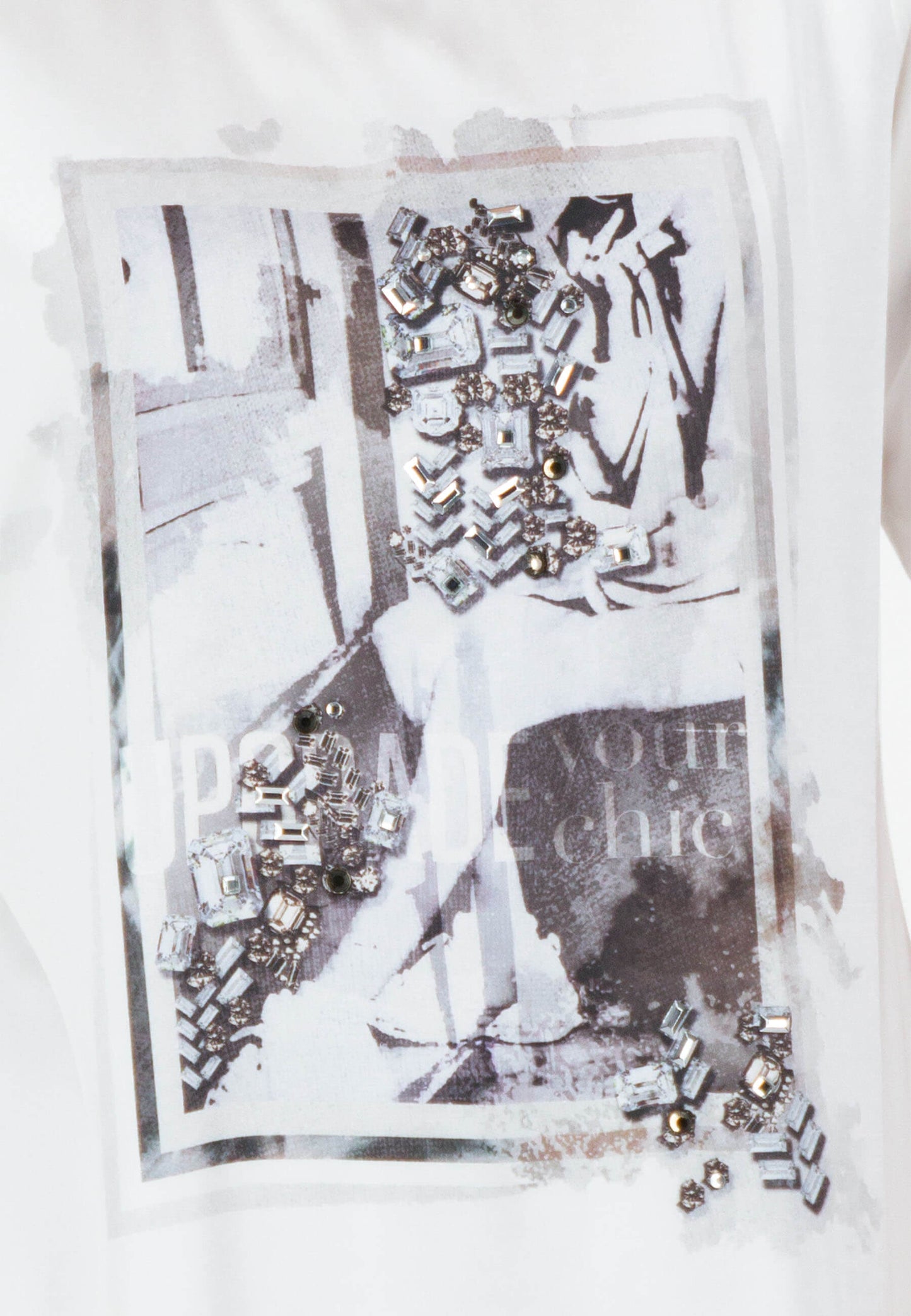 SE Just White Jewelled Front T-Shirt
