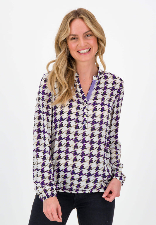 SE Just White Dogtooth Blouse