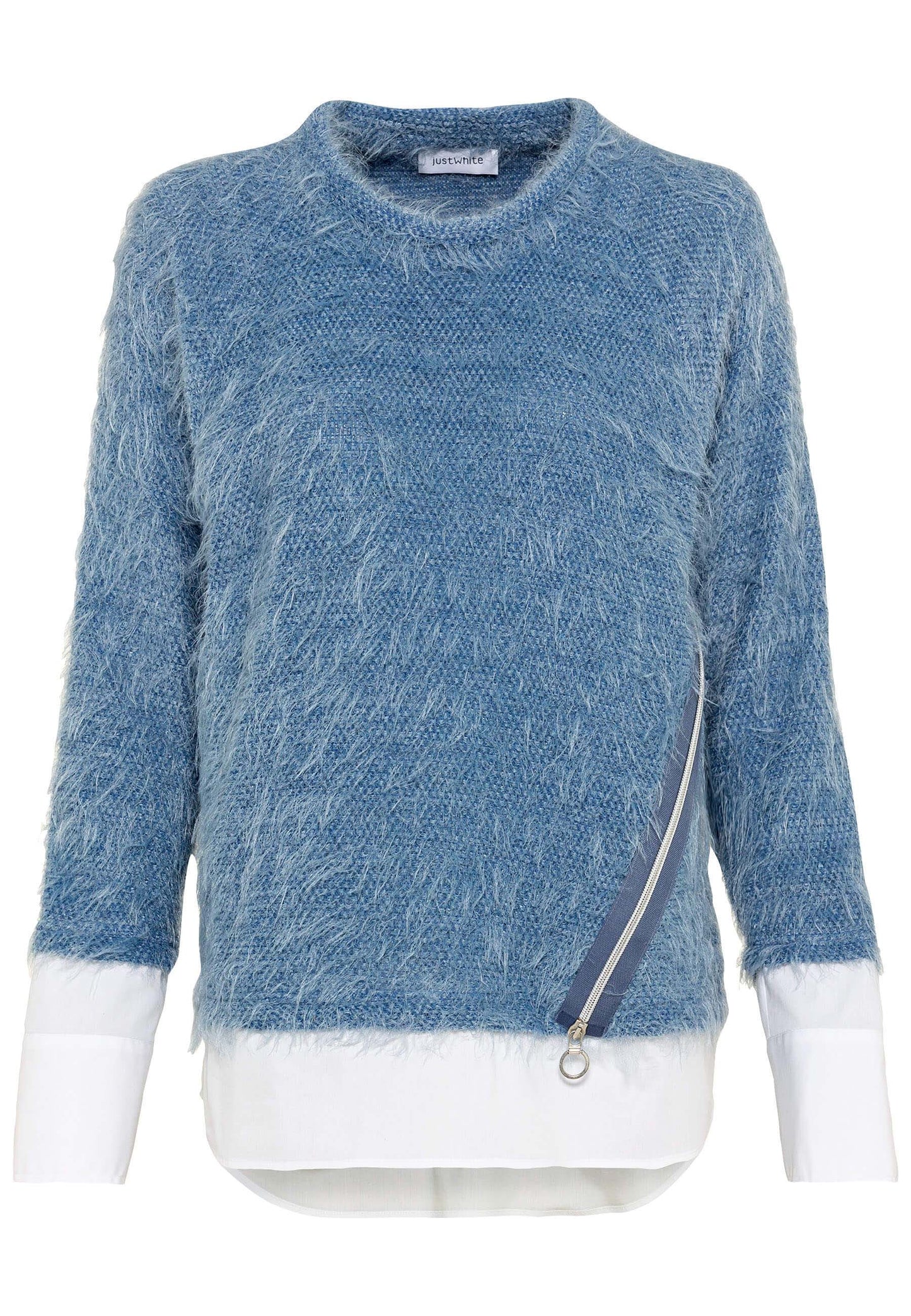 SE Just White Hairy Knit Sweater