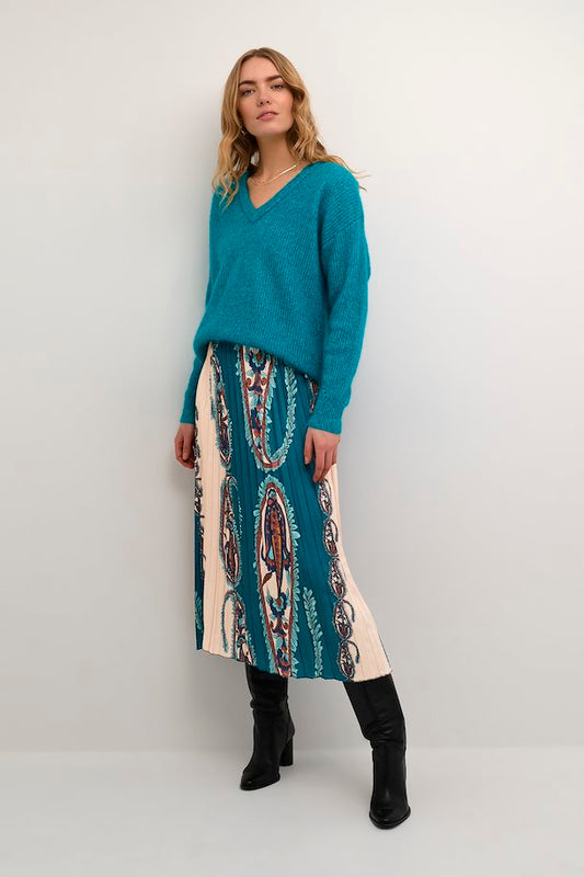 Cream Paisley Print Skirt